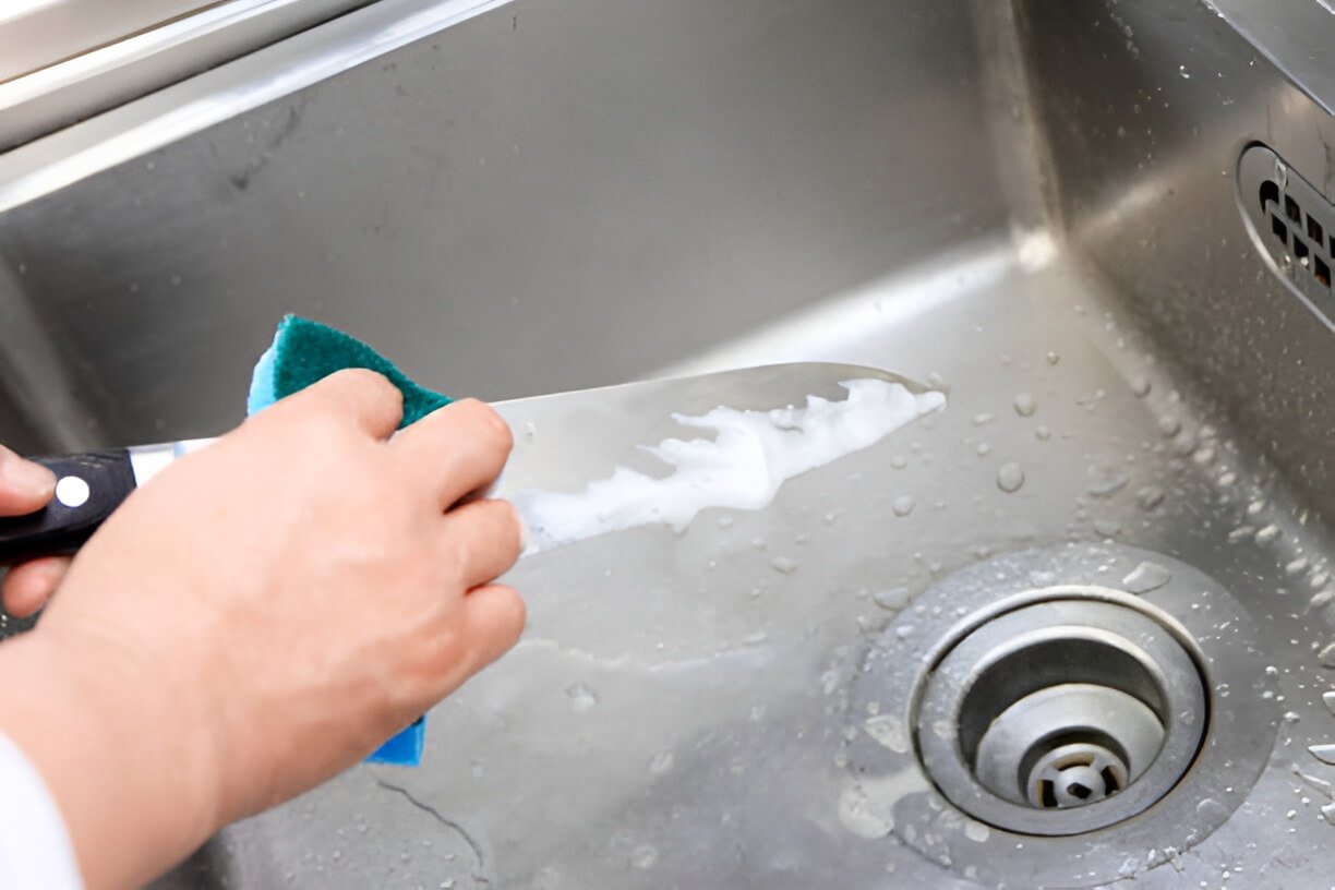 washing high carbon steel kitchen knife